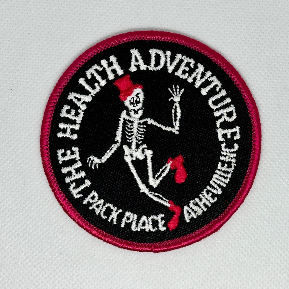 Pink and black skeleton patch